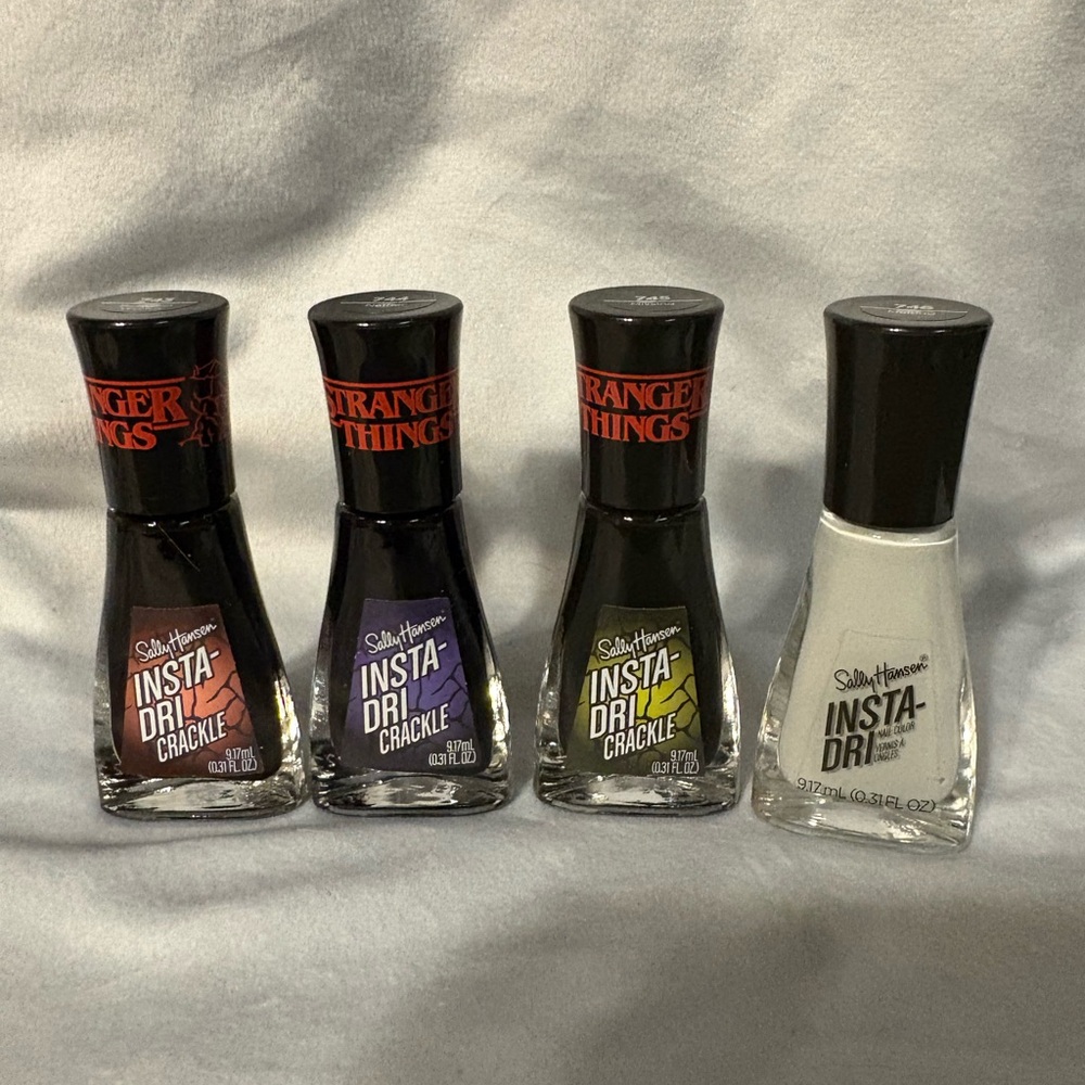Sally Hansen Insta-Dri Crackle Nail Polish Set - Black, Purple, White